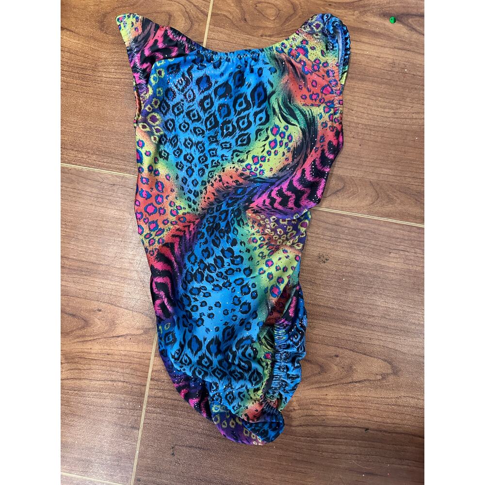 Dance Gymnastics Leotard Flip Flop Small Child Animal Print Rainbow Acro